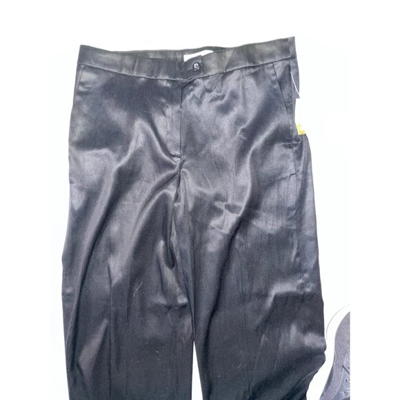 Black Silk Blend Tailored Pants Size 12 Modern Style With Comfort Waistband & Po - Picture 11 of 12